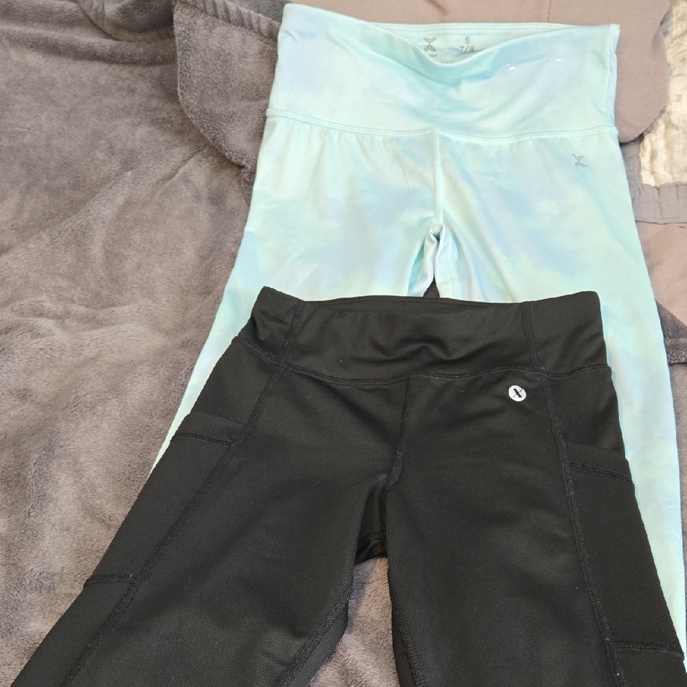Xersion Black and Light Blue Kids Leggings